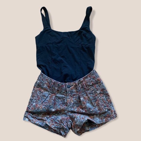 soft corduroy paisley short shorts - Picture 1 of 7